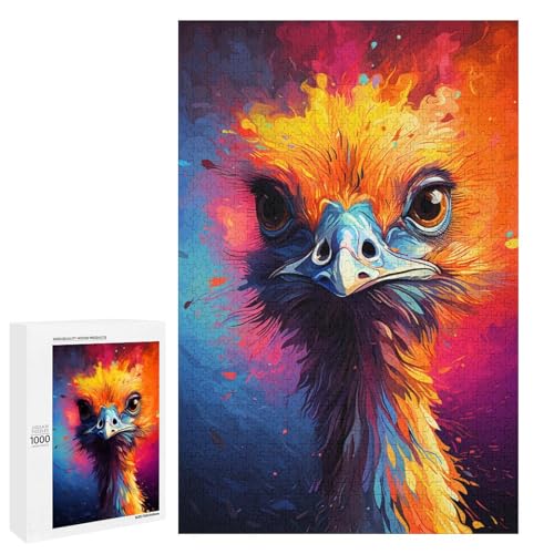 Puzzle für Erwachsene 1000 Teile farbenfroh psychedelisch Tier Strauß Puzzle Spiel Spielzeug lustig 75 x 50 cm von QSYFNBZL