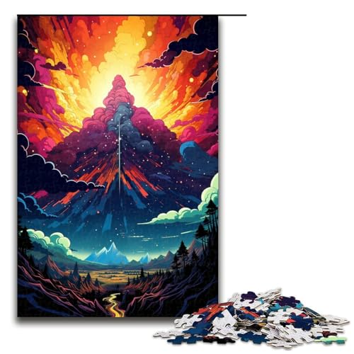 Puzzle für Erwachsene 1000 Teile farbenfroh psychedelisch Vulkanausbruch Puzzle Spielspielzeug lustig 75 x 50 cm von QSYFNBZL