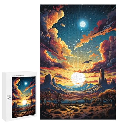 Puzzle für Erwachsene 1000 Teile farbenfroh psychedelisch Wüstensonnenuntergang Puzzle Spielspielzeug lustig 75 x 50 cm von QSYFNBZL
