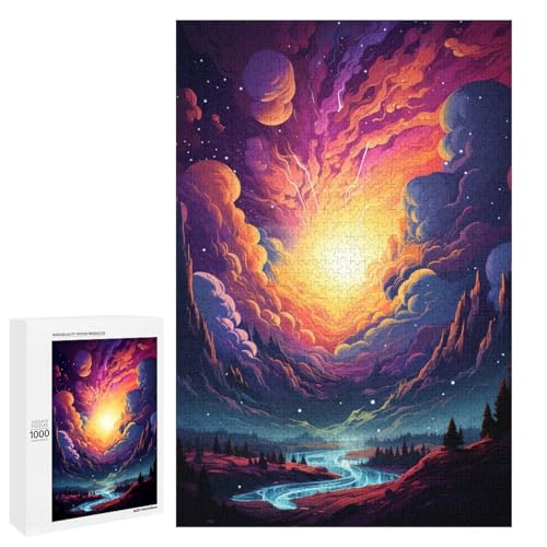 Puzzle für Erwachsene 1000 Teile farbenfroh psychedelisch verträumte Galaxie Puzzle Spielspielzeug lustig 75 x 50 cm von QSYFNBZL