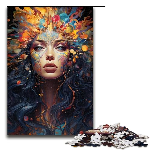 Puzzle für Erwachsene 1000 Teile farbenfroh psychedelische Göttin Puzzle Spielspielzeug lustig 75 x 50 cm von QSYFNBZL