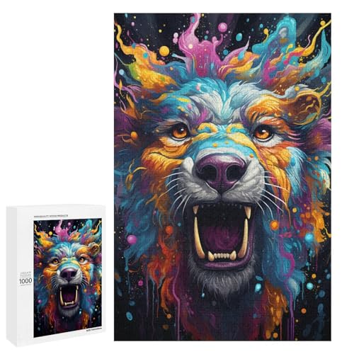 Puzzle für Erwachsene 1000 Teile farbenfroh psychedelische Tier und Tier Puzzles Spielspielzeug lustig 75 x 50 cm von QSYFNBZL