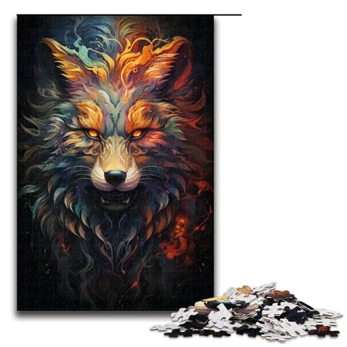 Puzzle für Erwachsene 1000 Teile farbenfrohe Kunst Psychedelischer Wolf Puzzle Spielspielzeug lustig 75 x 50 cm Puzzle für Erwachsene 1000 Teile farbenfrohe Kunst Psychedelischer Wolf Puzzle Spielspielzeug lustig 75 x 50 cm von QSYFNBZL