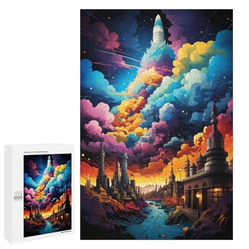 Puzzle für Erwachsene 1000 Teile farbenfrohe Psychedelia atemberaubender Städte Puzzle für Lernspiele Herausforderungsspielzeug einzigartige Heimdekoration und Geschenke 75 x 50 cm Puzzle für Erwachsene 1000 Teile farbenfrohe Psychedelia atemberaubender Städte Puzzle für Lernspiele Herausforderungsspielzeug einzigartige Heimdekoration und Geschenke 75 x 50 cm von QSYFNBZL