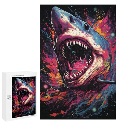 Puzzle für Erwachsene 1000 Teile farbenfrohe Psychedelia der Haie Heimdekoration Puzzlespielzeug Geschenk für die ganze Familie 75 x 50 cm Puzzle für Erwachsene 1000 Teile farbenfrohe Psychedelia der Haie Heimdekoration Puzzlespielzeug Geschenk für die ganze Familie 75 x 50 cm von QSYFNBZL