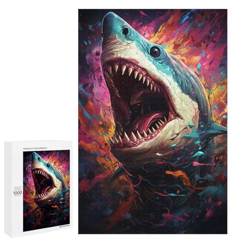 Puzzle für Erwachsene 1000 Teile farbenfrohe Psychedelia der Haie Puzzle für Lernspiele Herausforderungsspielzeug einzigartige Heimdekoration und Geschenke 75 x 50 cm Puzzle für Erwachsene 1000 Teile farbenfrohe Psychedelia der Haie Puzzle für Lernspiele Herausforderungsspielzeug einzigartige Heimdekoration und Geschenke 75 x 50 cm von QSYFNBZL
