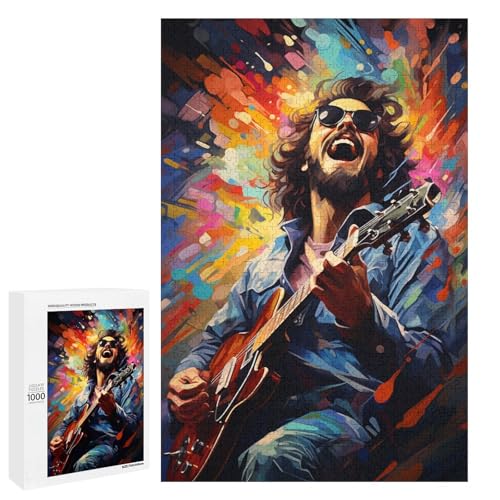 Puzzle für Erwachsene 1000 Teile farbenfrohe Psychedelia der Pop Art Musik Mustermontage hilft dem Gehirn süchtig machendes Spielzeug zur Förderung der Geduld 75 x 50 cm von QSYFNBZL