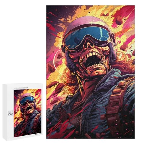 Puzzle für Erwachsene 1000 Teile farbenfrohe Psychedelia der Skelettkrieger Puzzle Lernspiele für Zuhause DIY Spielzeug tolles Geschenk für Spiele 75 x 50 cm von QSYFNBZL
