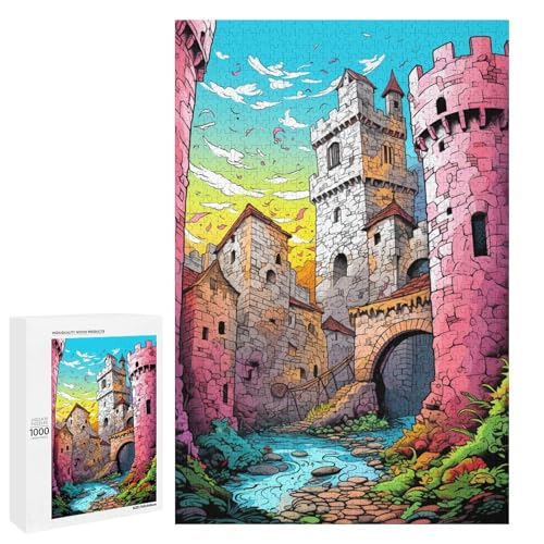 Puzzle für Erwachsene 1000 Teile farbenfrohe Psychedelia der Stadtmauern von Visby Puzzle Spiele Spielzeug Geschenk geeignet als Schreibtischdekoration 75 x 50 cm von QSYFNBZL