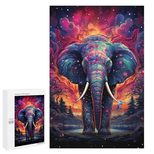 Puzzle für Erwachsene 1000 Teile farbenfrohe Psychedelia der Sternenelefanten Puzzle für Lernspiele Herausforderungsspielzeug einzigartige Heimdekoration und Geschenke 75 x 50 cm Puzzle für Erwachsene 1000 Teile farbenfrohe Psychedelia der Sternenelefanten Puzzle für Lernspiele Herausforderungsspielzeug einzigartige Heimdekoration und Geschenke 75 x 50 cm von QSYFNBZL