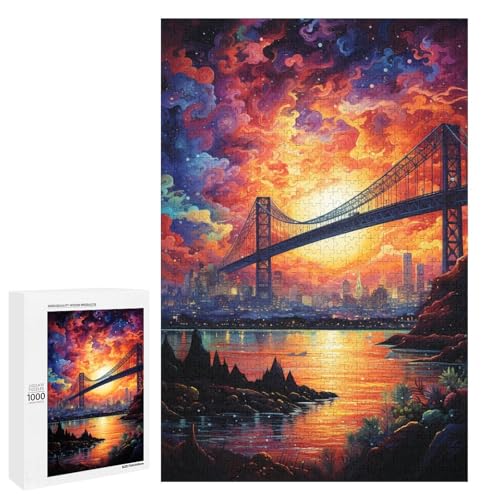 Puzzle für Erwachsene 1000 Teile farbenfrohe Psychedelia der Sydney Harbour Bridge Geburtstagsgeschenk für Teenager ab 14 Jahren 75 x 50 cm von QSYFNBZL