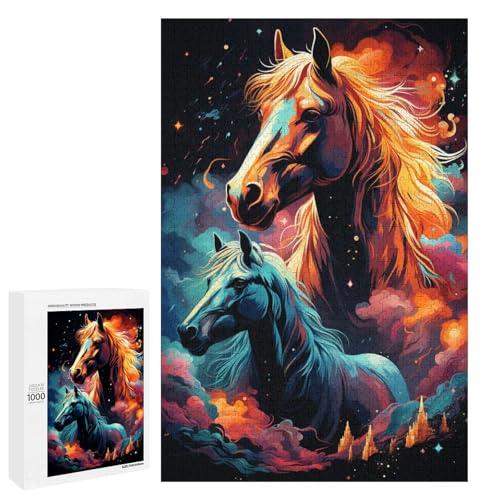 Puzzle für Erwachsene 1000 Teile farbenfrohe Psychedelia des Sternenhimmels Pferde Puzzle für Lernspiele Herausforderungsspielzeug einzigartige Heimdekoration und Geschenke 75 x 50 cm Puzzle für Erwachsene 1000 Teile farbenfrohe Psychedelia des Sternenhimmels Pferde Puzzle für Lernspiele Herausforderungsspielzeug einzigartige Heimdekoration und Geschenke 75 x 50 cm von QSYFNBZL