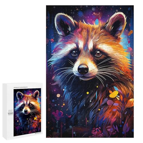 Puzzle für Erwachsene 1000 Teile farbenfrohe Psychedelia des Sternenhimmels Waschbär Puzzle für Lernspiele Herausforderungsspielzeug einzigartige Heimdekoration und Geschenke 75 x 50 cm Puzzle für Erwachsene 1000 Teile farbenfrohe Psychedelia des Sternenhimmels Waschbär Puzzle für Lernspiele Herausforderungsspielzeug einzigartige Heimdekoration und Geschenke 75 x 50 cm von QSYFNBZL