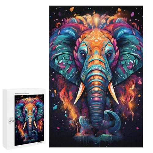 Puzzle für Erwachsene 1000 Teile farbenfrohe Psychedelia des Sterntierelefanten Puzzle für Lernspiele Herausforderungsspielzeug einzigartige Heimdekoration und Geschenke 75 x 50 cm Puzzle für Erwachsene 1000 Teile farbenfrohe Psychedelia des Sterntierelefanten Puzzle für Lernspiele Herausforderungsspielzeug einzigartige Heimdekoration und Geschenke 75 x 50 cm von QSYFNBZL