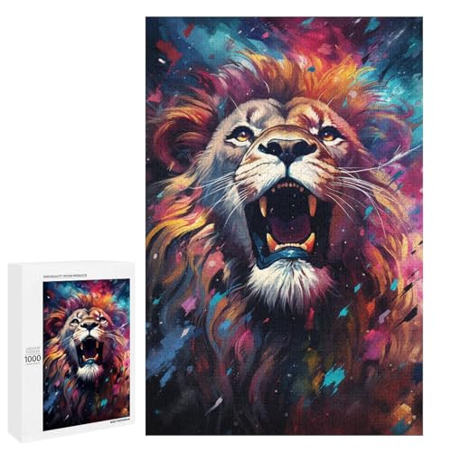 Puzzle für Erwachsene 1000 Teile farbenfrohe Psychedelia des Weltraumlöwen Puzzle für Lernspiele Herausforderungsspielzeug einzigartige Heimdekoration und Geschenke 75 x 50 cm Puzzle für Erwachsene 1000 Teile farbenfrohe Psychedelia des Weltraumlöwen Puzzle für Lernspiele Herausforderungsspielzeug einzigartige Heimdekoration und Geschenke 75 x 50 cm von QSYFNBZL