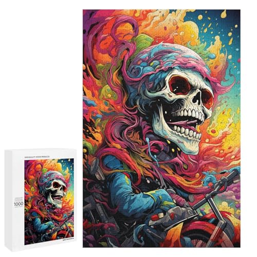 Puzzle für Erwachsene 1000 Teile farbenfrohe Psychedelia mit Skelettreitern Puzzle Lernspiele für Zuhause DIY Spielzeug tolles Geschenk für Spiele 75 x 50 cm von QSYFNBZL
