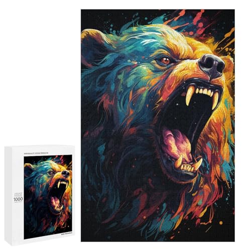 Puzzle für Erwachsene 1000 Teile farbenfrohe Psychedelia of Mutant Bears Puzzle Lernspiele für Zuhause DIY Spielzeug tolles Geschenk für Spiele 75 x 50 cm von QSYFNBZL