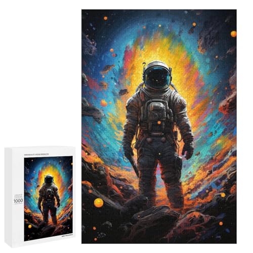Puzzle für Erwachsene 1000 Teile farbenfrohe Psychedelia stilisierter Astronauten lustiges Familienpuzzle tolles Geschenk für Teenager ab 14 Jahren 75 x 50 cm von QSYFNBZL