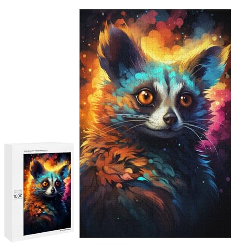 Puzzle für Erwachsene 1000 Teile farbenfrohe Psychedelia von Lemuren in Einer sternenklaren Nacht Puzzle für Kinder Holzpuzzle dekomprimierendes intellektuelles Lernspielzeug 75 x 50 cm Puzzle für Erwachsene 1000 Teile farbenfrohe Psychedelia von Lemuren in Einer sternenklaren Nacht Puzzle für Kinder Holzpuzzle dekomprimierendes intellektuelles Lernspielzeug 75 x 50 cm von QSYFNBZL