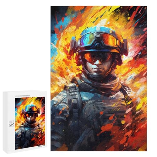 Puzzle für Erwachsene 1000 Teile farbenfrohe Psychedelia von Soldier Synthwave lustiges Familienpuzzle tolles Geschenk für Teenager ab 14 Jahren 75 x 50 cm von QSYFNBZL