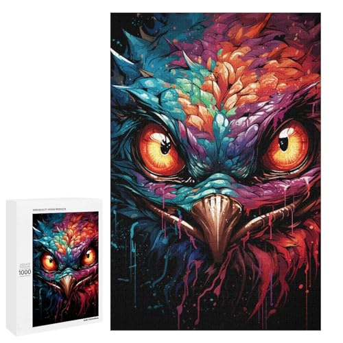 Puzzle für Erwachsene 1000 Teile farbenfrohe psychedelische Drachenaugen Puzzle Spiele Spielzeug Geschenk geeignet als Schreibtischdekoration 75 x 50 cm von QSYFNBZL