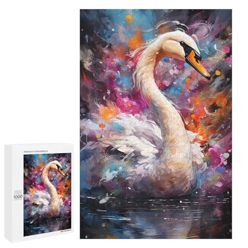 Puzzle für Erwachsene 1000 Teile farbenfrohe psychedelische Fantasie eines weißen Schwans Geburtstagsgeschenk für Teenager ab 14 Jahren 75 x 50 cm Puzzle für Erwachsene 1000 Teile farbenfrohe psychedelische Fantasie eines weißen Schwans Geburtstagsgeschenk für Teenager ab 14 Jahren 75 x 50 cm von QSYFNBZL