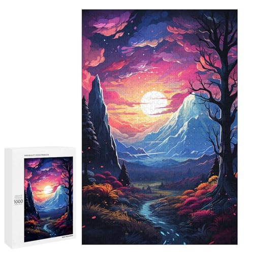 Puzzle für Erwachsene 1000 Teile farbenfrohe psychedelische Fantasielandschaft Geburtstagsgeschenk für Teenager ab 14 Jahren 75 x 50 cm von QSYFNBZL