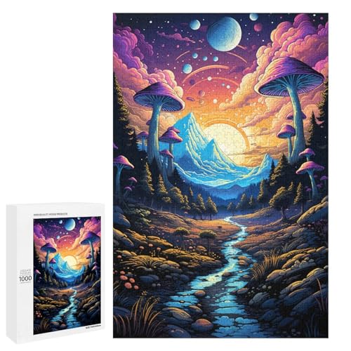 Puzzle für Erwachsene 1000 Teile farbenfrohe psychedelische Fantasielandschaft Geburtstagsgeschenk für Teenager ab 14 Jahren 75 x 50 cm von QSYFNBZL