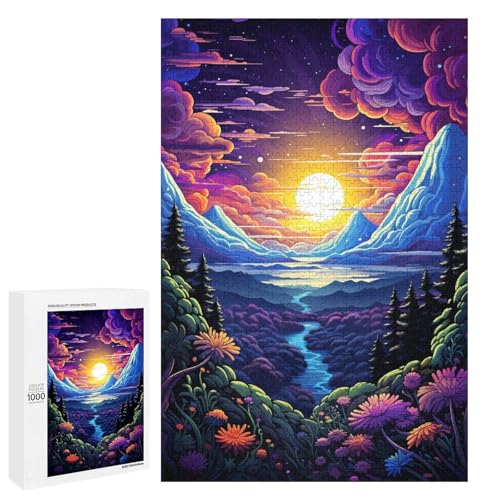 Puzzle für Erwachsene 1000 Teile farbenfrohe psychedelische Fantasielandschaft Lernspiele für Zuhause DIY Spielzeug tolles Geschenk für Spiele 75 x 50 cm von QSYFNBZL