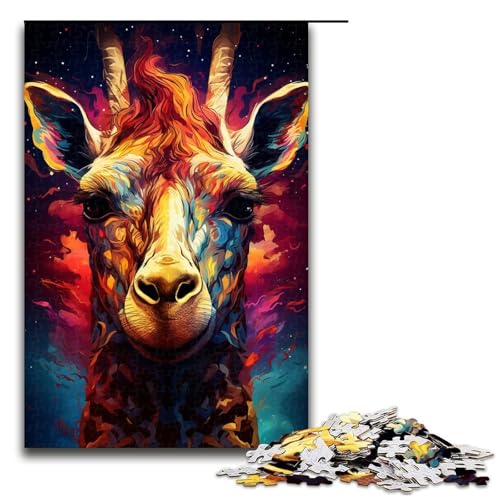 Puzzle für Erwachsene 1000 Teile farbenfrohe psychedelische Giraffe in der Sternennacht Puzzle für Lernspiele Herausforderungsspielzeug einzigartige Heimdekoration und Geschenke 75 x 50 cm Puzzle für Erwachsene 1000 Teile farbenfrohe psychedelische Giraffe in der Sternennacht Puzzle für Lernspiele Herausforderungsspielzeug einzigartige Heimdekoration und Geschenke 75 x 50 cm von QSYFNBZL