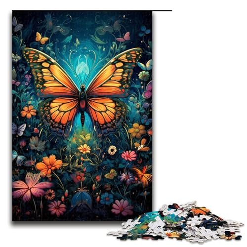 Puzzle für Erwachsene 1000 Teile farbenfrohe psychedelische Illustration eines Schmetterlings Lernspiele für Zuhause DIY Spielzeug tolles Geschenk für Spiele 75 x 50 cm von QSYFNBZL