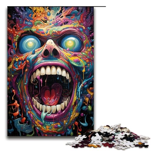 Puzzle für Erwachsene 1000 Teile farbenfrohe psychedelische Monster Puzzles Spiele Spielzeug Geschenk geeignet als Schreibtischdekoration 75 x 50 cm von QSYFNBZL
