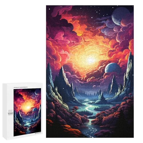 Puzzle für Erwachsene 1000 Teile farbenfrohe psychedelische Morgendämmerung in der Weltraumlandschaft Puzzle für Holzspiele für die ganze Familie Weihnachts und Geburtstagsgeschenke 75 x 50 cm von QSYFNBZL