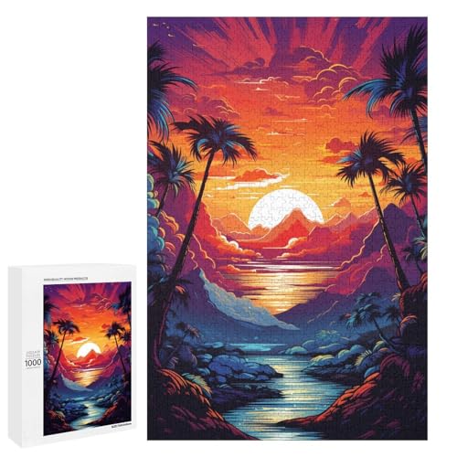 Puzzle für Erwachsene 1000 Teile farbenfrohe psychedelische Schönheitslandschaft Puzzle für Erwachsene Holzspiele für die ganze Familie Weihnachts und Geburtstagsgeschenke 75 x 50 cm von QSYFNBZL