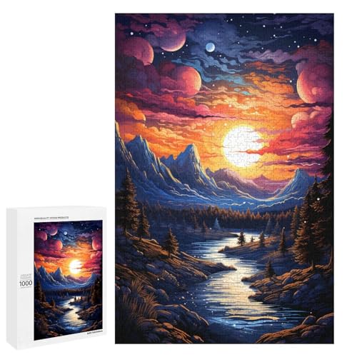 Puzzle für Erwachsene 1000 Teile farbenfrohe psychedelische Schönheitslandschaft Puzzle für Kinder Holzpuzzle dekomprimierendes intellektuelles Lernspielzeug 75 x 50 cm Puzzle für Erwachsene 1000 Teile farbenfrohe psychedelische Schönheitslandschaft Puzzle für Kinder Holzpuzzle dekomprimierendes intellektuelles Lernspielzeug 75 x 50 cm von QSYFNBZL