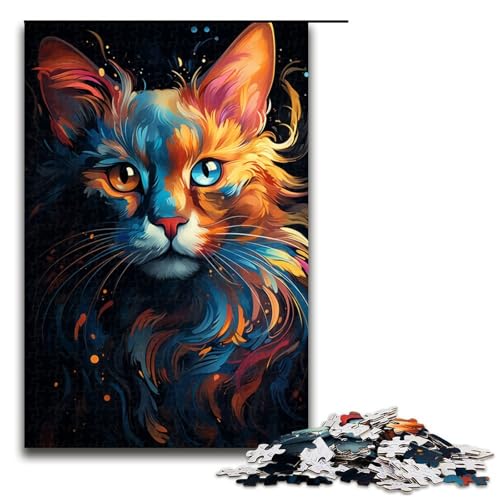 Puzzle für Erwachsene 1000 Teile farbenfrohe psychedelische Siamkatze Heimdekoration Puzzlespielzeug Geschenk für die ganze Familie 75 x 50 cm von QSYFNBZL