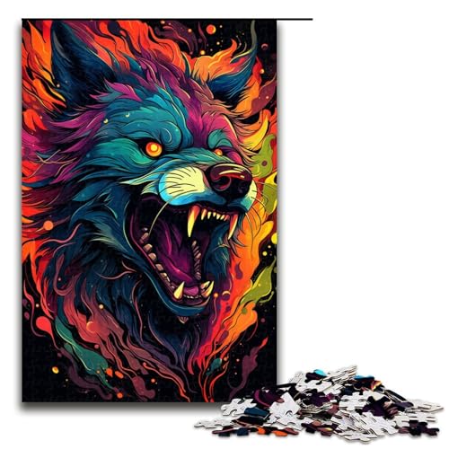 Puzzle für Erwachsene 1000 Teile farbenfrohe psychedelische Wolfskopfkunst Holzpuzzle Lernspielzeug Familienspiele 75 x 50 cm Puzzle für Erwachsene 1000 Teile farbenfrohe psychedelische Wolfskopfkunst Holzpuzzle Lernspielzeug Familienspiele 75 x 50 cm von QSYFNBZL