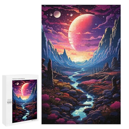 Puzzle für Erwachsene 1000 Teile farbenfrohe psychedelische kosmische Landschaft Puzzle Spiele Spielzeug Geschenk geeignet als Schreibtischdekoration 75 x 50 cm von QSYFNBZL