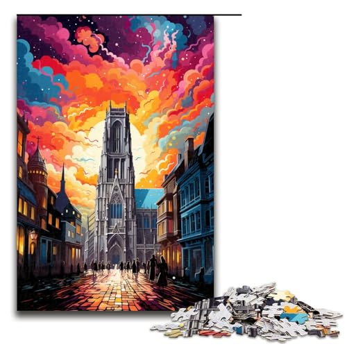 Puzzle für Erwachsene 1000 Teile farbenfrohe und psychedelische Kathedrale Unserer Lieben Frau von den Ameisen Holzspiele für die ganze Familie Weihnachtsund Geburtstagsgeschenke 75 x 50 cm von QSYFNBZL