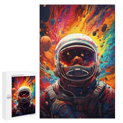 Puzzle für Erwachsene 1000 Teile farbenfroher Psychedelischer Astronaut im Weltraum Puzzle Spiele Spielzeug Geschenk geeignet als Schreibtischdekoration 75 x 50 cm von QSYFNBZL