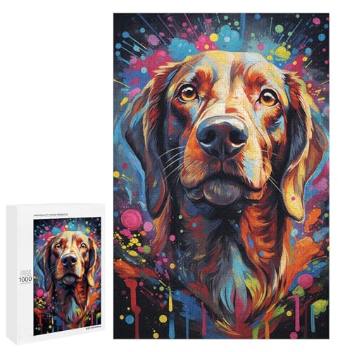Puzzle für Erwachsene 1000 Teile farbenfroher Psychedelischer Dackel Heimdekoration Puzzle Spielzeug Geschenk für die ganze Familie 75 x 50 cm von QSYFNBZL