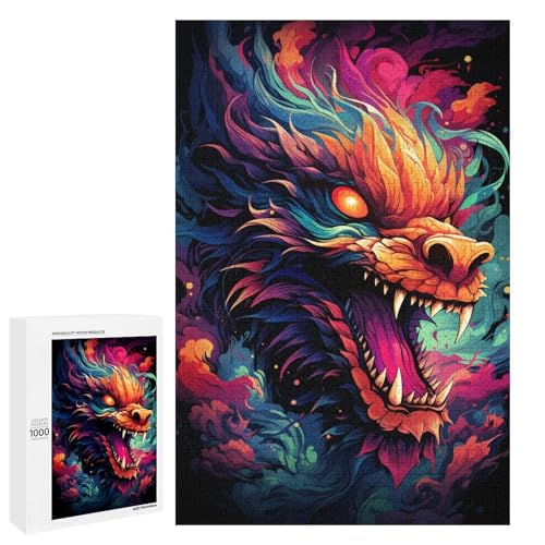 Puzzle für Erwachsene 1000 Teile farbenfroher Psychedelischer Drache in Flammen Puzzle für Lernspiele Herausforderungsspielzeug einzigartige Heimdekoration und Geschenke 75 x 50 cm Puzzle für Erwachsene 1000 Teile farbenfroher Psychedelischer Drache in Flammen Puzzle für Lernspiele Herausforderungsspielzeug einzigartige Heimdekoration und Geschenke 75 x 50 cm von QSYFNBZL