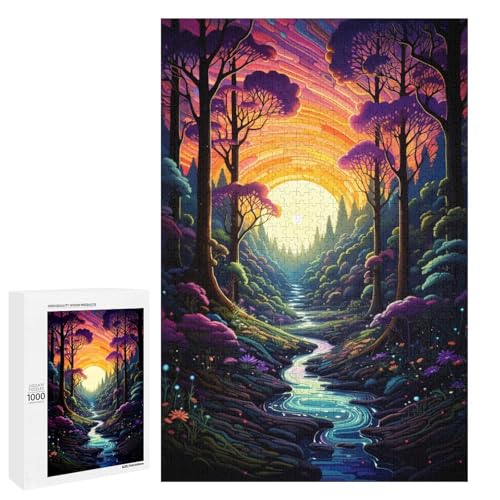 Puzzle für Erwachsene 1000 Teile farbenfroher Psychedelischer Fantasiewald Geburtstagsgeschenk für Teenager ab 14 Jahren 75 x 50 cm von QSYFNBZL