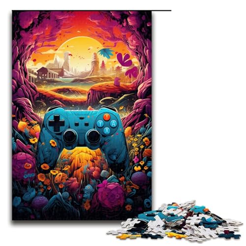 Puzzle für Erwachsene 1000 Teile farbenfroher Psychedelischer Gamecontroller Holzpuzzle Lernspielzeug Familienspiele 75 x 50 cm von QSYFNBZL