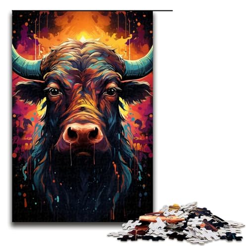 Puzzle für Erwachsene 1000 Teile farbenfroher Psychedelischer Realismus von Kühen Puzzle Lernspiele für Zuhause DIY Spielzeug tolles Geschenk für Spiele 75 x 50 cm von QSYFNBZL