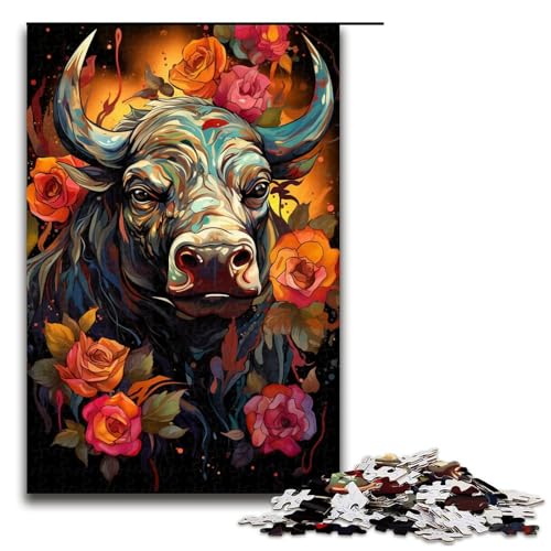 Puzzle für Erwachsene 1000 Teile farbenfroher Psychedelischer Realismus von Kühen Puzzlespiel Spielzeug lustig 75 x 50 cm von QSYFNBZL