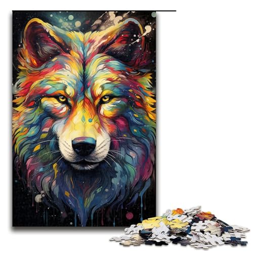 Puzzle für Erwachsene 1000 Teile farbenfroher Psychedelischer Wolf Heimdekoration Puzzlespielzeug Geschenk für die ganze Familie 75 x 50 cm Puzzle für Erwachsene 1000 Teile farbenfroher Psychedelischer Wolf Heimdekoration Puzzlespielzeug Geschenk für die ganze Familie 75 x 50 cm von QSYFNBZL