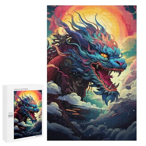 Puzzle für Erwachsene 1000 Teile farbenfroher Psychedelischer chinesischer Drache am Himmel Puzzle für Kinder Holzpuzzle dekomprimierendes intellektuelles Lernspielzeug 75 x 50 cm Puzzle für Erwachsene 1000 Teile farbenfroher Psychedelischer chinesischer Drache am Himmel Puzzle für Kinder Holzpuzzle dekomprimierendes intellektuelles Lernspielzeug 75 x 50 cm von QSYFNBZL