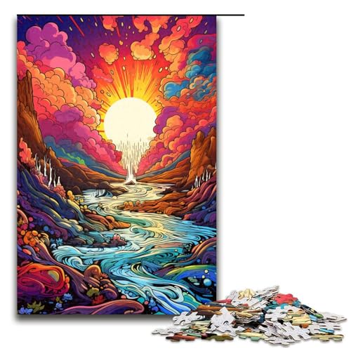 Puzzle für Erwachsene 1000 Teile farbenfroher Sonnenuntergangsfluss Puzzle für Lernspiele Herausforderungsspielzeug einzigartige Heimdekoration und Geschenke 75 x 50 cm Puzzle für Erwachsene 1000 Teile farbenfroher Sonnenuntergangsfluss Puzzle für Lernspiele Herausforderungsspielzeug einzigartige Heimdekoration und Geschenke 75 x 50 cm von QSYFNBZL