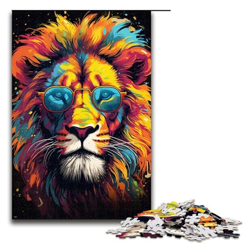 Puzzle für Erwachsene 1000 Teile farbenfrohes Fantasy Brillenlöwe Puzzle für Erwachsene Holzspiele für die ganze Familie Weihnachtsund Geburtstagsgeschenke 75 x 50 cm von QSYFNBZL